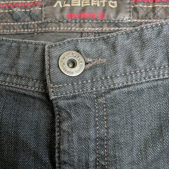 ALBERTO Mens Black Revolution Denim Stretch Modern Fit Super T400 Jeans 40x34 - Picture 8 of 16